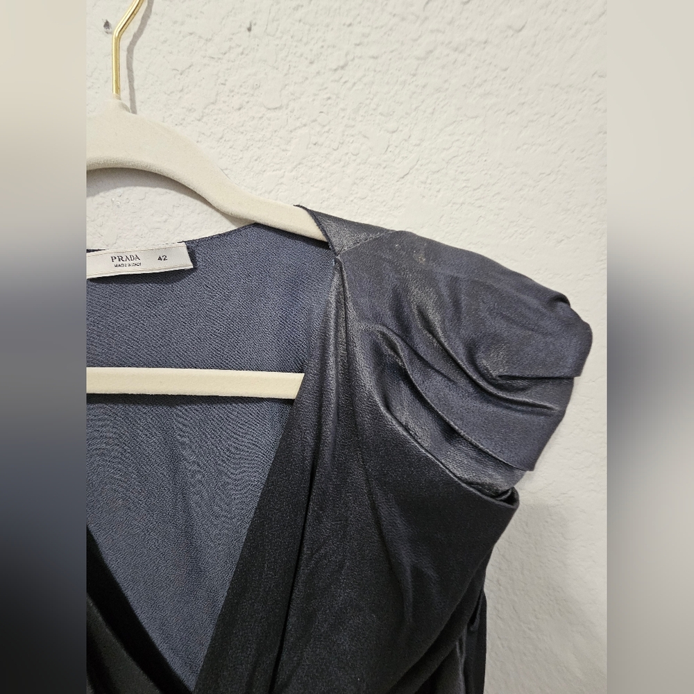 AUTHENTIC PRADA SATIN ASYMMETRIC DRESS SZ 42 / US 6 - Picture 7 of 8